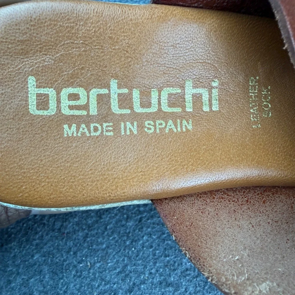 Bertuchi Womens 8 Brown Leather Espadrille Platform Slide‎ Sandals Spain